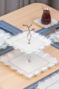 Kare Latte Şeffaf Platin 26 Parça Tea Time - 10