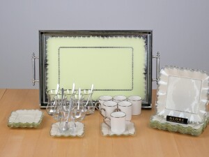 Kare Latte Şeffaf Platin 31 Parça Tepsili Pasta Se - Glore