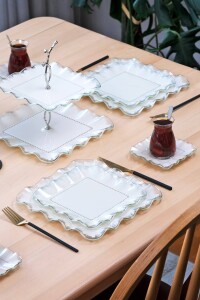 Kare Latte Şeffaf Platin 34 Parça Tea Time - 10