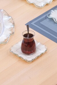 Kare Latte Şeffaf Platin Çay Seti 6 Lı - 3