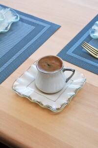 Kare Latte Şeffaf Platin Kahve Seti 6 Lı - 1