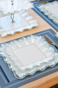 Kare Latte Şeffaf Platin Pasta Tabağı 21 Cm 6 Lı - Glore