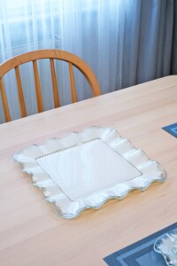 Kare Latte Şeffaf Platin Tepsi 31 Cm - 5