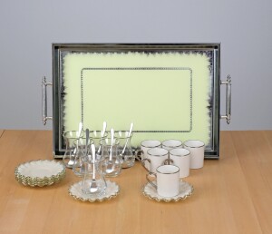 Latte Şeffaf Platin 25 Parça Tepsili Çay-Kahve Set - Glore