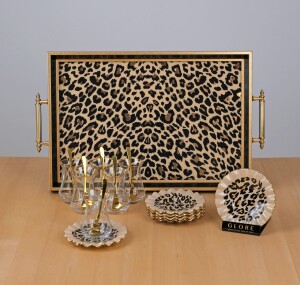 Leopar Wavy 19 Parça Tepsili Çay Seti - Glore