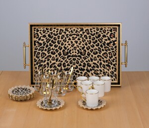 Leopar Wavy 25 Parça Tepsili Çay-Kahve Seti - Glore