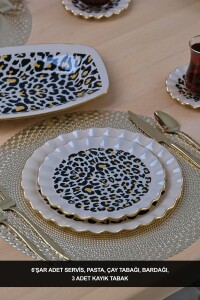 Leopar Wavy 27 Parça 6 Kişilik Pasta Servis Takımı - Glore