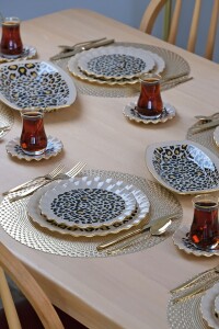 Leopar Wavy 27 Parça 6 Kişilik Pasta Servis Takımı - Glore (1)