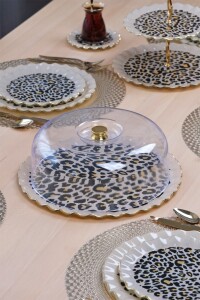 Leopar Wavy Yuvarlak Kek Fanus 31cm - Glore (1)