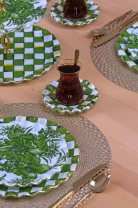 Mode Green 34 Parça 6 Kişilik Altın Yaldızlı Pasta Servis Takımı - 4