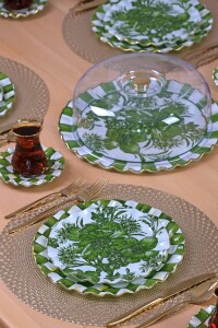 Mode Green 34 Parça 6 Kişilik Altın Yaldızlı Pasta Servis Takımı - 5