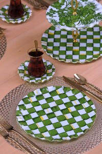 Mode Green 34 Parça 6 Kişilik Altın Yaldızlı Pasta Servis Takımı - 6