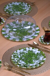 Mode Green 34 Parça 6 Kişilik Altın Yaldızlı Pasta Servis Takımı - 8