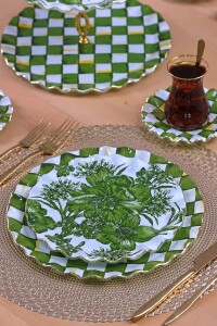 Mode Green 6 Parça 6 Kişilik Altın Yaldızlı Pasta Takımı - Pasta Tabağı - 3