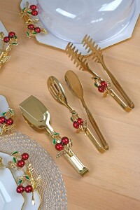 P05-012-Kiraz Gold 3lü Maşa Seti - Glore