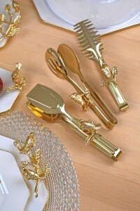 P05-012-Kuşlu Gold 3lü Maşa Seti - Glore