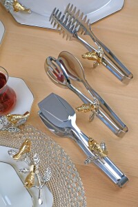 P05-012-Kuşlu Platin 3lü Maşa Seti - Glore