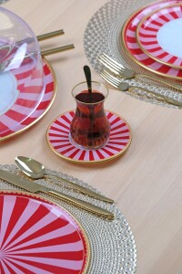 Pink Line 19 Parça 6 Kişilik Tepsili Çay Seti - 2