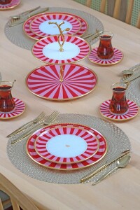 Pink Line 6 Parça 6 Kişilik Pasta Takımı - Pasta Tabağı - Glore