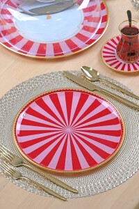 Pink Line 6 Parça 6 Kişilik Servis Takımı - Servis Tabağı - Glore