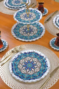 Puglia 6 Parça 6 Kişilik Altın Yaldızlı Servis Takımı - Servis Tabağı - Glore