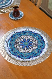 Puglia Altın Yaldızlı Yuvarlak Tepsi 31cm - Glore