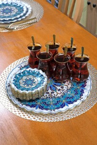 Puglia Altın Yaldızlı Yuvarlak Tepsi 31cm - Glore (1)