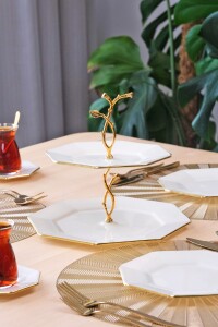 Sekizgen Krem Altın 26 Parça Tea Time - 4