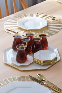 Sekizgen Krem Altın 34 Parça Tea Time - 6