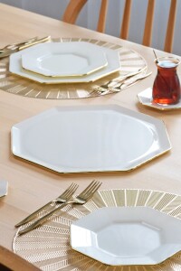 Sekizgen Krem Altın 34 Parça Tea Time - 9