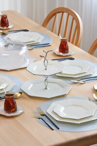 Sekizgen Krem Platin 34 Parça Tea Time - Glore
