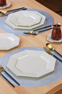 Sekizgen Krem Platin 34 Parça Tea Time - Glore (1)
