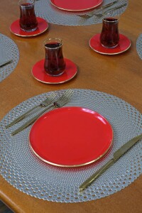 Solid Kırmızı 18prç Pasta Tea Time - Glore