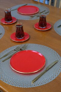 Solid Kırmızı 18prç Pasta Tea Time - Glore (1)