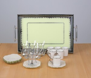 Solid Krem Lotus Platin 25 Parça Tepsili Çay-Kahve - Glore