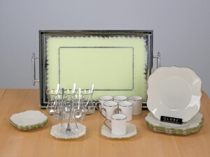 Solid Krem Lotus Platin 31 Parça Tepsili Pasta Set - Glore