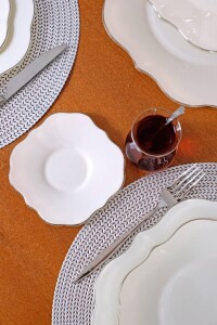 Solid Krem Lotus Platin Çay Seti 6 Lı - Glore