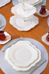 Solid Krem Lotus Platin Pasta Tabağı 21 Cm 6 Lı - Glore