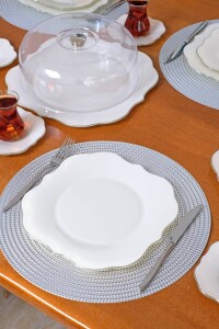 Solid Krem Lotus Platin Servis Tabağı 26 Cm 6 Lı - Glore