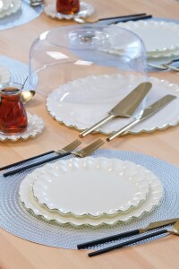 Solid Krem Wavy Platin 34 Parça Tea Time - Glore (1)