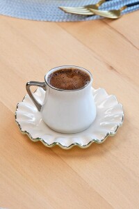 Solid Krem Wavy Platin Kahve Seti 6 Lı - 4