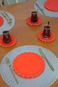 Solid Nar Çiçeği Wavy 18prç Pasta Tea Time - 1